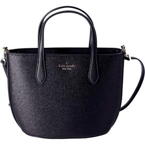 Kate Spade Glitter Glimmer Small Zip Satchel Crossbody Bag Holiday Black Glitter